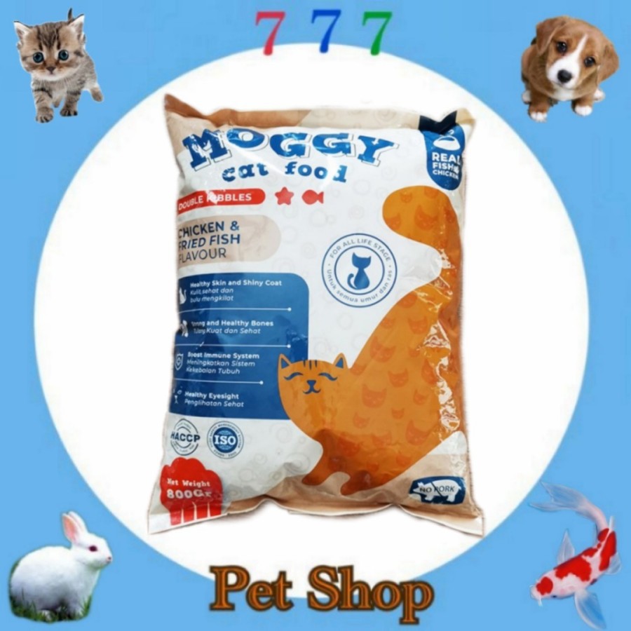 makanan kucing kering MOGGY cat food kitten dan adult freshpack 800GR