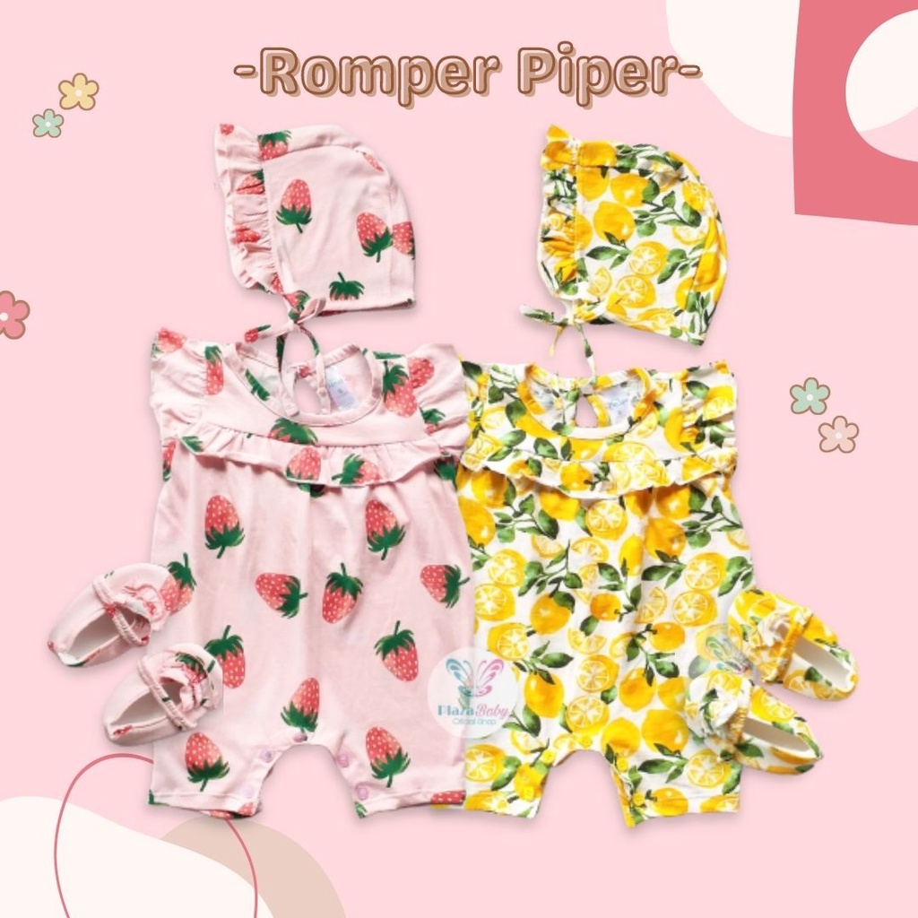 Plazababyku MX ROMPER PIPER setelan bayi motif bunga yang lucu free bonnet+sepatu PART2