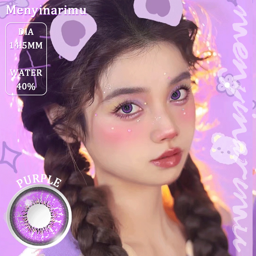 Menyinarimu（COD）Softlens 1Pasang  Purple Red Yellow Big Eye Cosplay Kawaii Lensa Kontak Warna Diameter 14.5MM Fashion NORMAL Softlens anime Naruto Halloween Big Eye 2022 Karakter New Import Premium Yellow softlens Seni Gotik