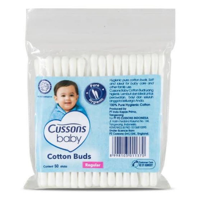 CUSSONS BABY COTTON BUD REGULER 50 STICK / COTTON BUDS PEMBERSIH TELINGA BAYI