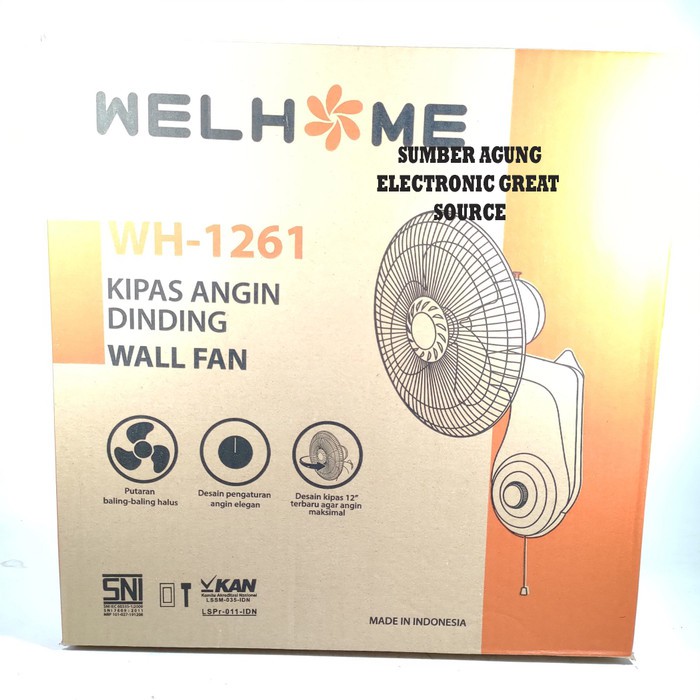 Welhome Kipas Angin Dinding 12inch WH1261 1261 Wall Fan SNI Berkulitas