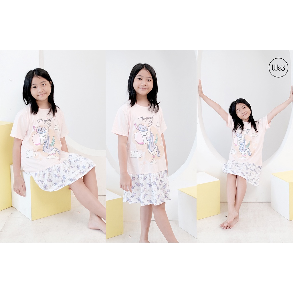 V3 / We3 Daster Dress Baju Tidur Piyama Anak Perempuan Tangan Pendek 1-12Tahun NEW