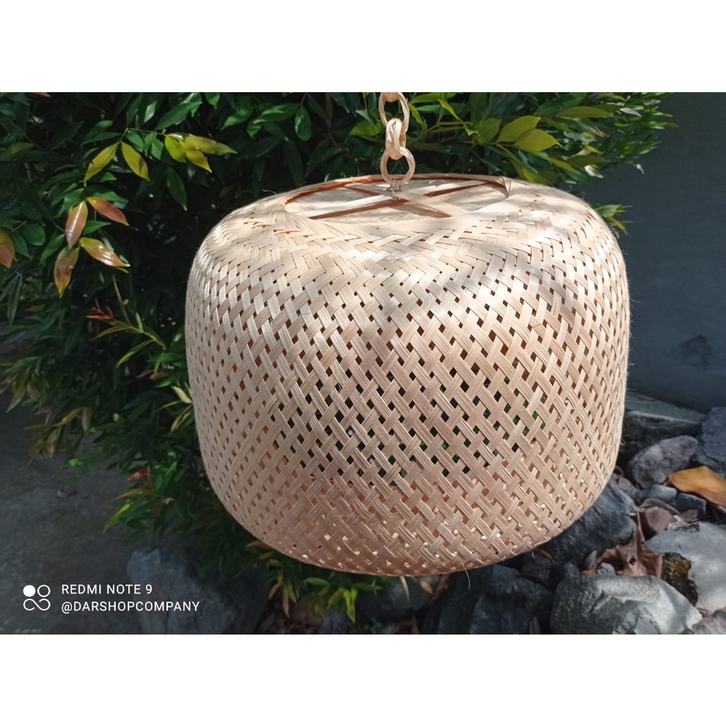 Kap Lampu Bambu Anyaman Mangkok Besar