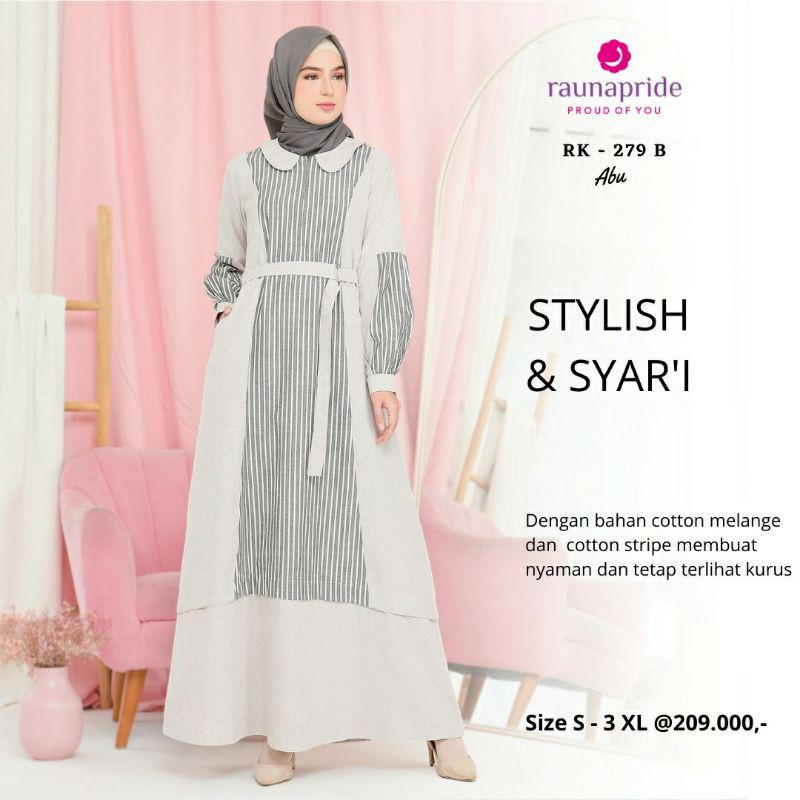 Rauna Rk 279/ Gamis Rauna terbaru/Dress Rauna Rk 279