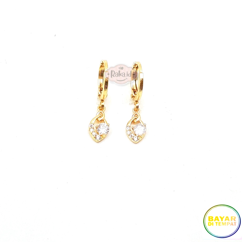 Anting Clip / Klip Bulat Motif 5 Mata Lonjong Perhiasan Aksesoris Wanita 1135
