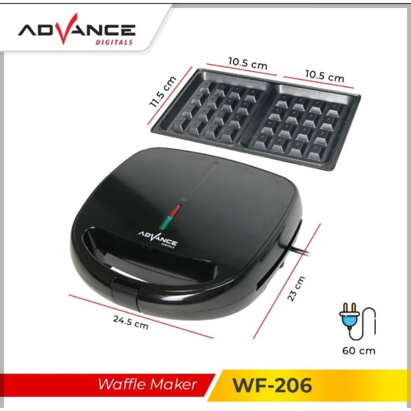 READY STOCK Advance Waffle Maker WF 206 Pemanggang Roti Waffle 2 Lapis Garansi 1 Tahun