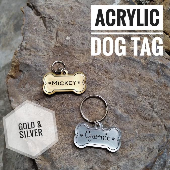 

READY COD DOG TAG / NAME TAG ACRYLIC SOLID 2 SISI -GOLD / SILVER- PRODUK TERBATAS Kode 114