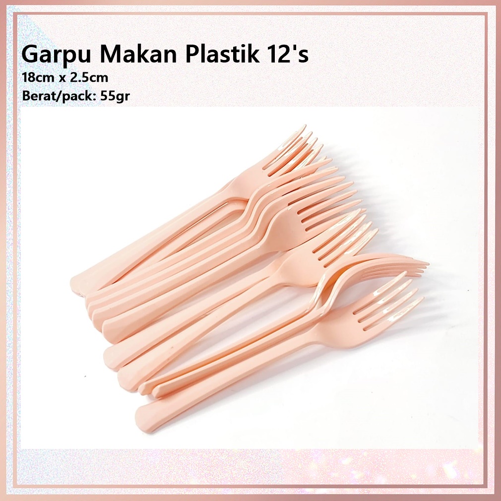 Garpu Makan/Garpu Pesta/Garpu Satu Kali Pakai Plastik 18cm 12pcs/pack