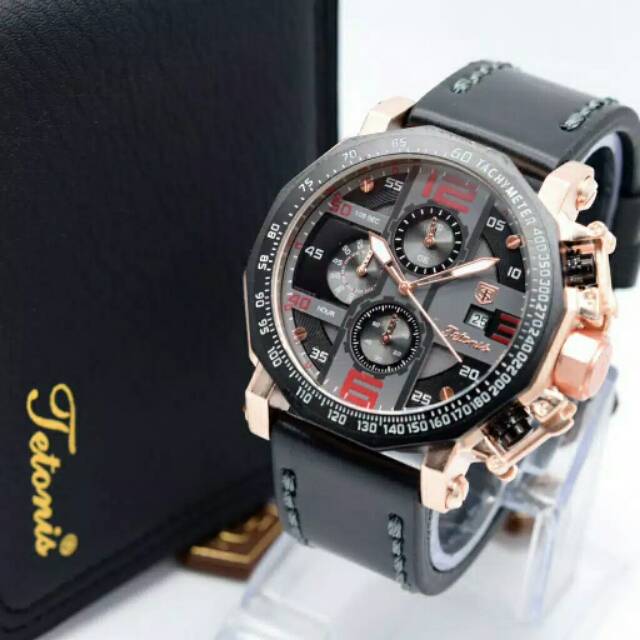 JAM TANGAN PRIA TETONIS 6012 BODY ROSE FREE DOMPET ORIGINAL 100%