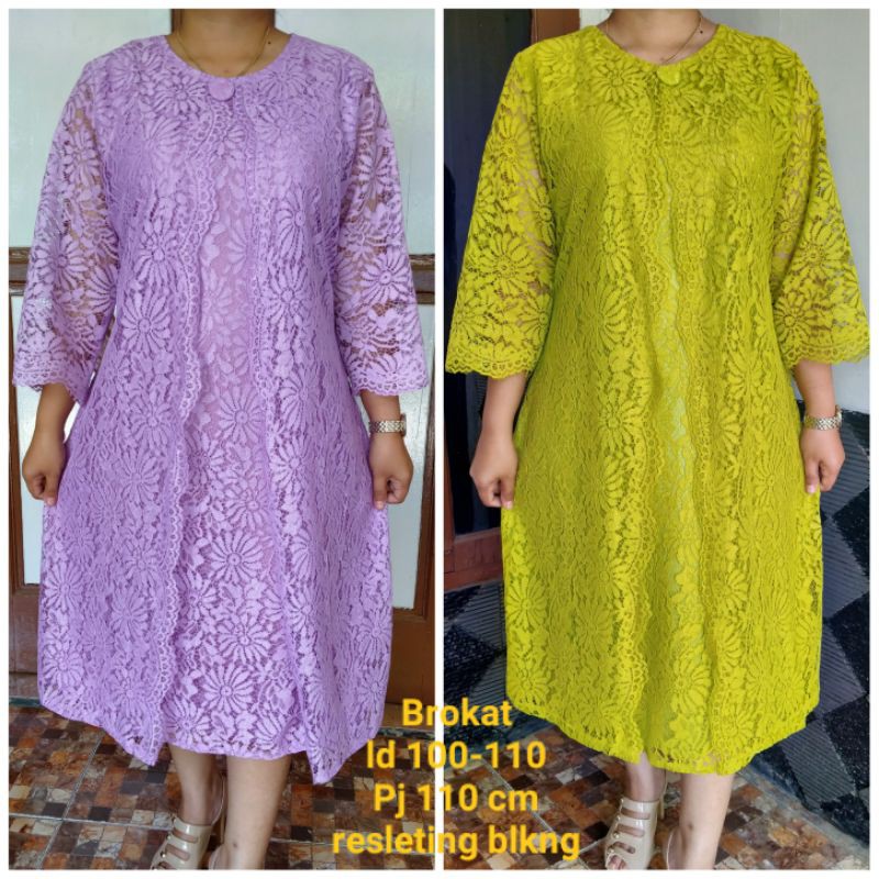 dress buka tutup sabiyan full brokat xl xxl lapis furing tangan 7/8