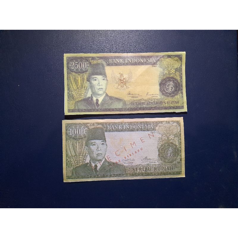 repro uang kuno seri soekarno nominal 1000&amp;2500 rupiah