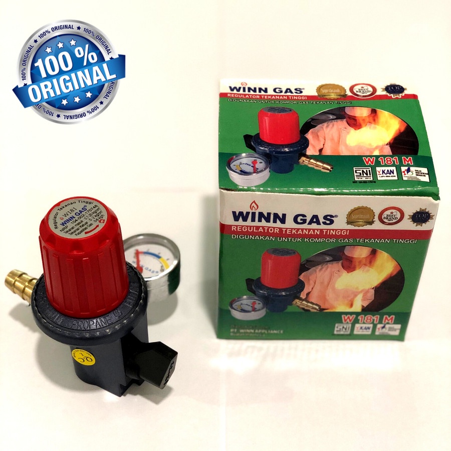 Regulator Kepala Gas Tekanan Tinggi High Pressure LPG WINN GAS W-181-M + Meteran