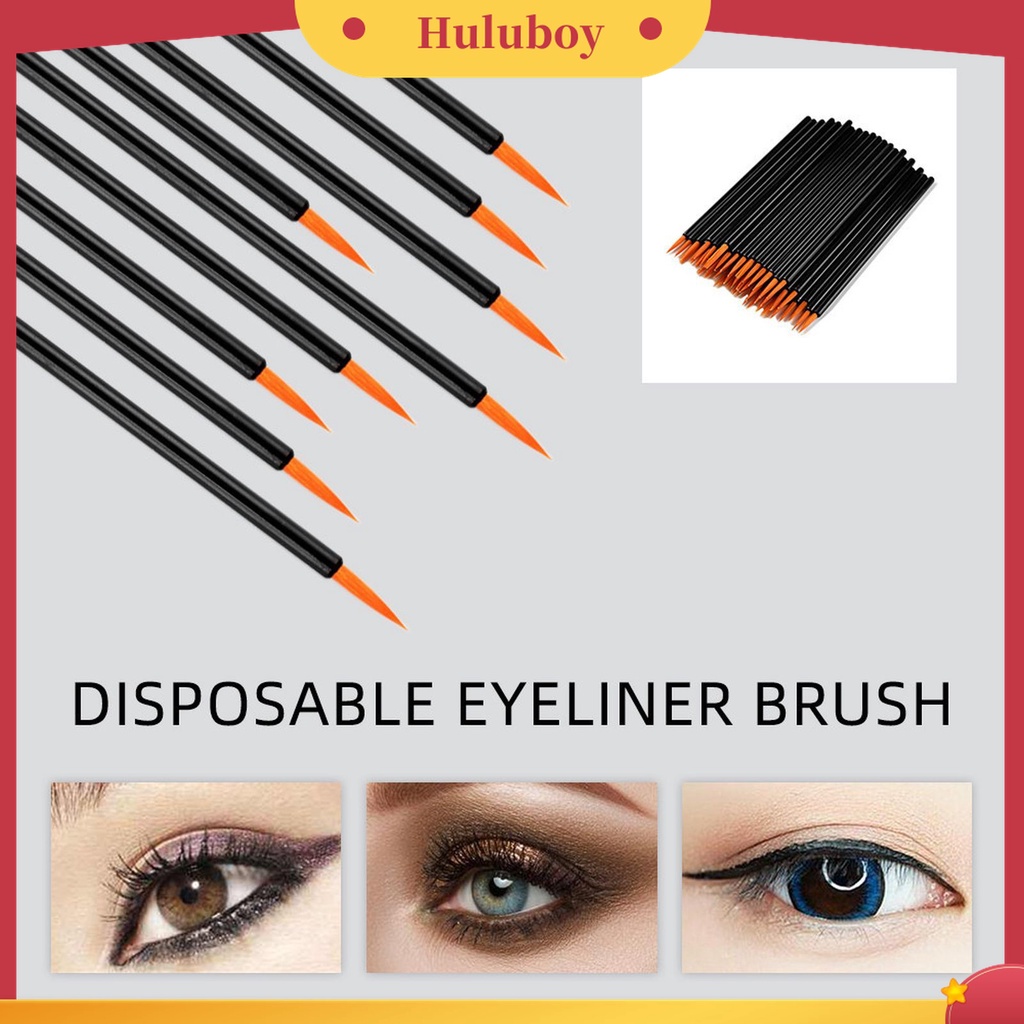 Huluboy Huluboy♡ 50pcs / Set Brush Eyeliner Sekali Pakai Bahan PP Untuk Makeup