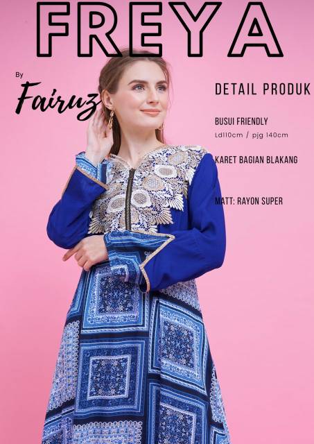 Daster Arab FAIRUZ FREYA Long Dress Rayon Renda import