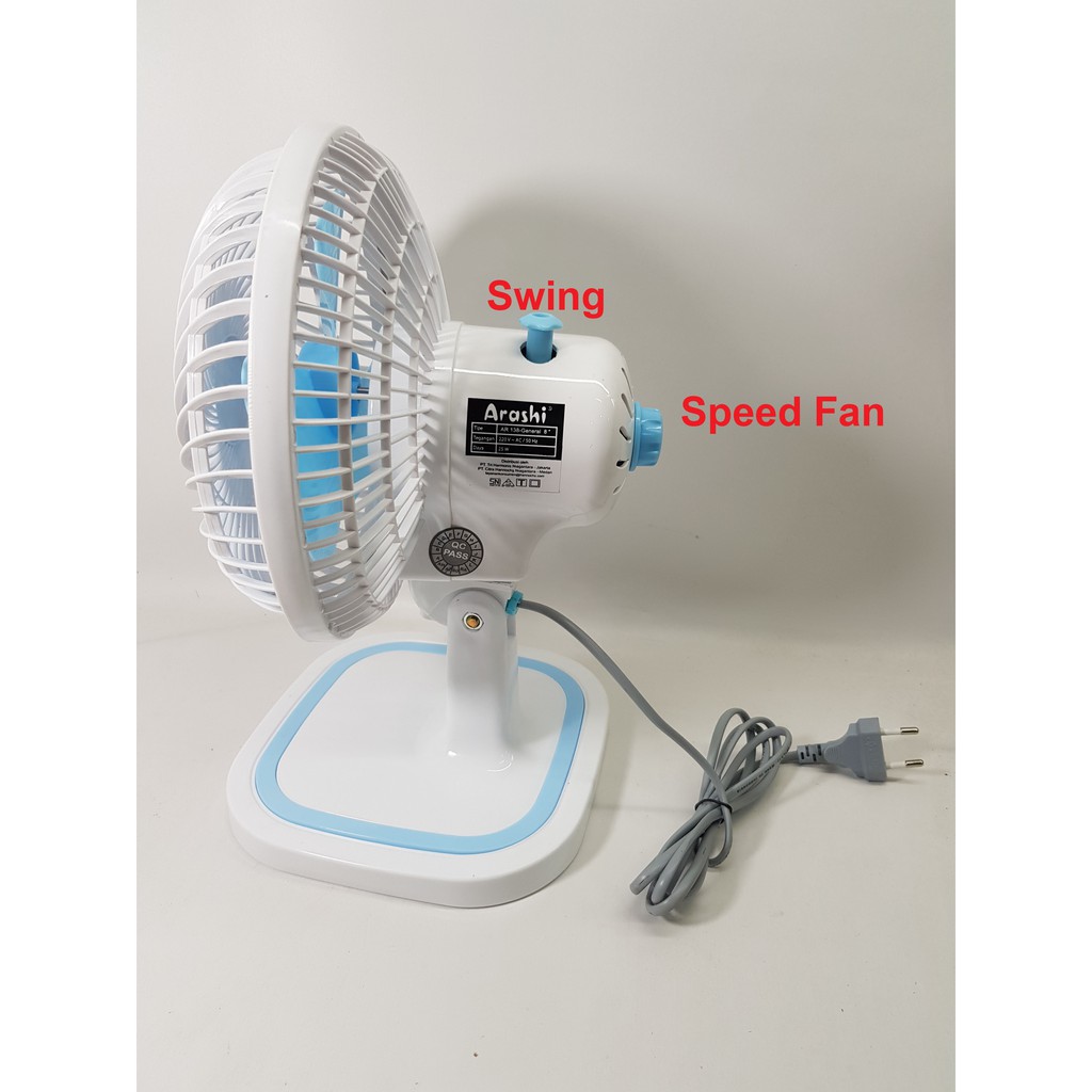 kipas angin meja 8 inch AR138 Merk ARASHI Garansi 1 tahun / desk fan