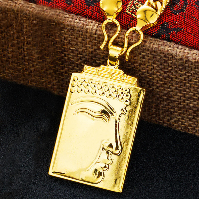 Kalung Rantai Emas Asli Kadar 375 Liontin Guanyin Buddha Maitreya Untuk Pria