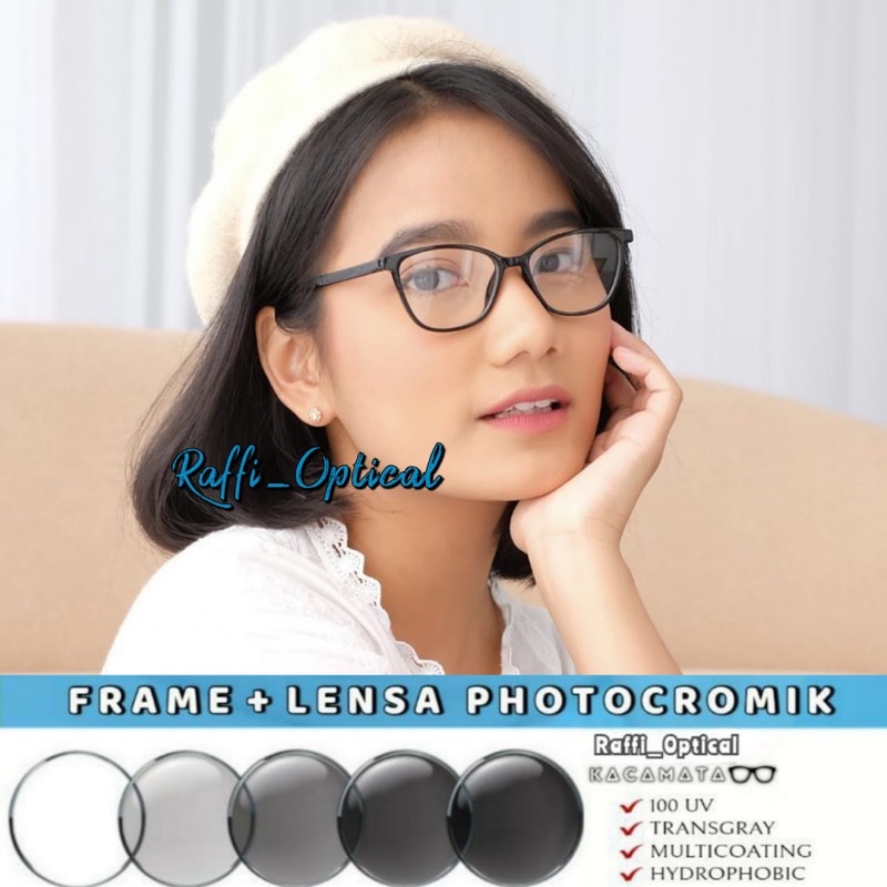 Kacamata Cat Eye Wanita | Kacamata Photochromic | Blueray Antiradiasi | Frame Kacamata Cat Eye muka 
