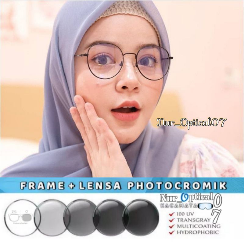 Paket frame Minus PHOTOCROMIC Antiradiasi (Kacamata Liza bulet 992)