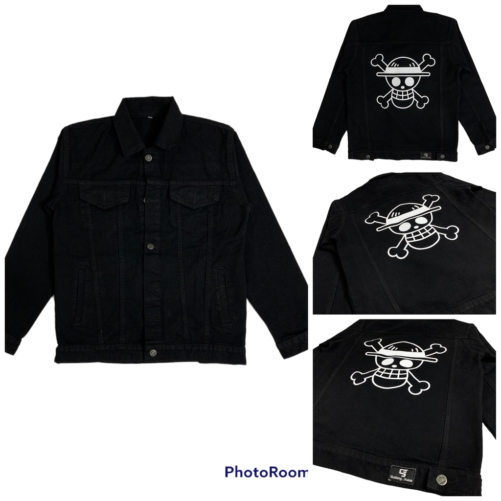 Jaket jeans pria - jaket denim distro - motif sablon belakang