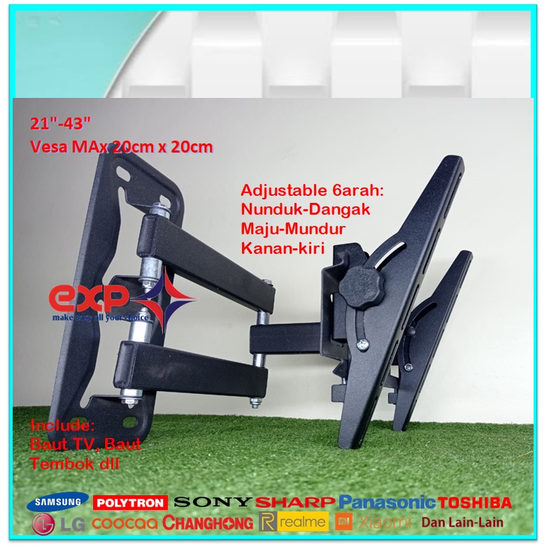 Bracket TV TCL 14 s/d 43 inch 6 ARAH FULL BESI SUPER KOKOH GARANSI 100% ORI