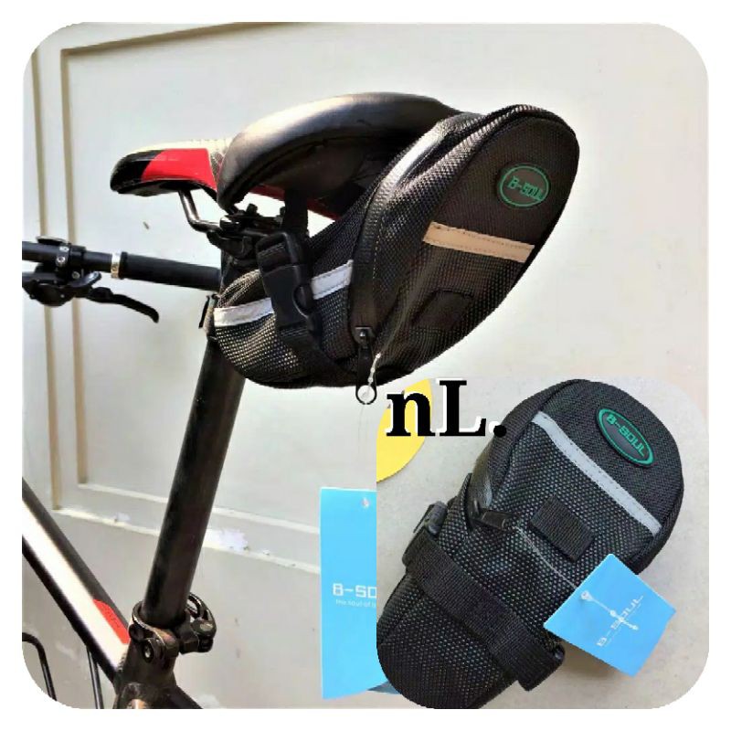 B-SOUL Tas Sepeda Waterproof Storage Saddle Seat Cycling Tail Rear Pouch Bag - Black