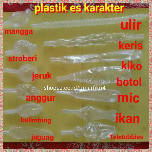 50 pcs Plastik es bentuk  buah / plastik es karakter / pudot karakter