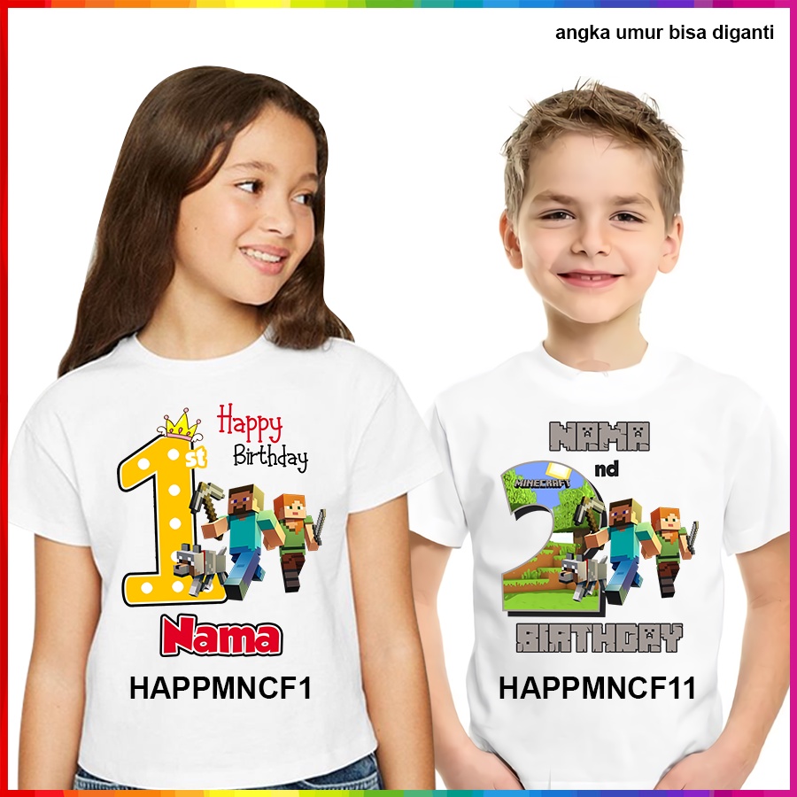 Baju Kaos ANAK DAN DEWASA MINECRAFT COUPLE (FREE NAMA)