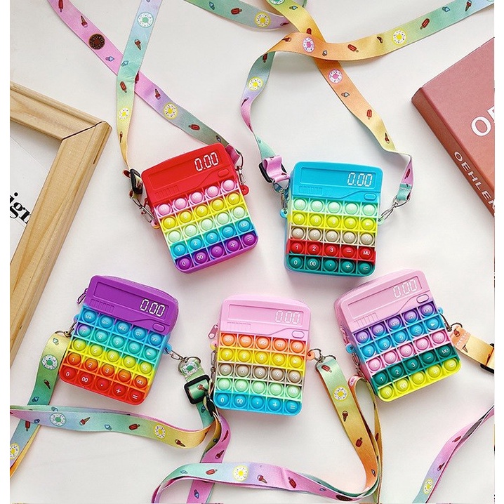 Tas Selempang slempang Dompet mini Anak Wanita Pop it Popit Calculator