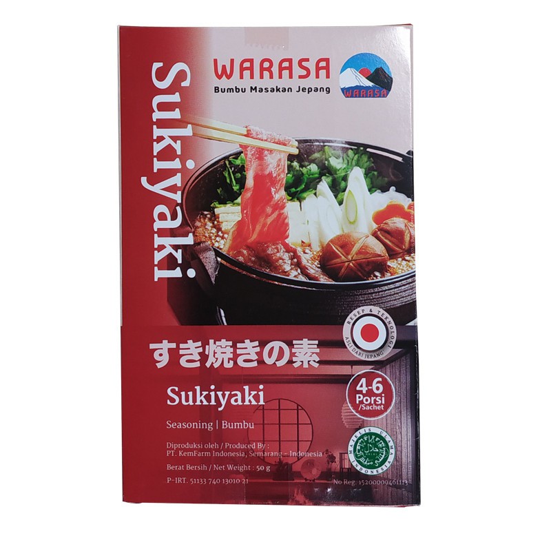 

WARASA SUKIYAKI 50 gram - BUMBU MASAK SUKI JEPANG NON MSG - HALAL MUI