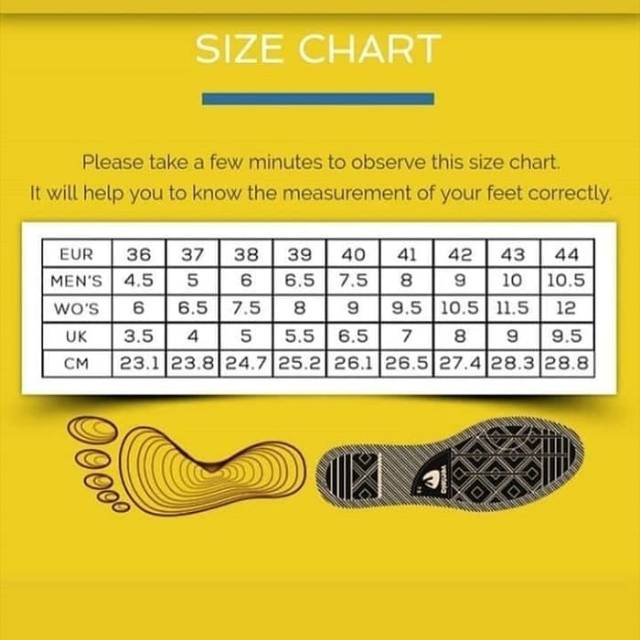 size chart sepatu converse