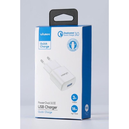 VIVAN POWER OVAL 3.0 QUICK CHARGER 18W 3A KABEL TYPE C GARANSI 1 TAHUN