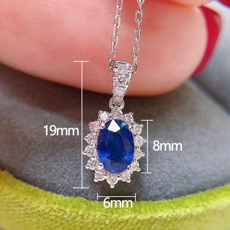 Kalung Liontin Kristal Zircon Bentuk Bunga Matahari Warna Biru Untuk Wanita