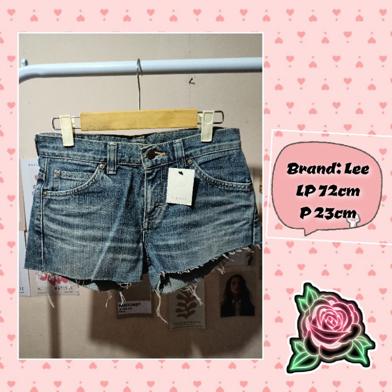 CELANA HOTPANTS LEE DENIM JEANS PENDEK RUMBAI RAWIS