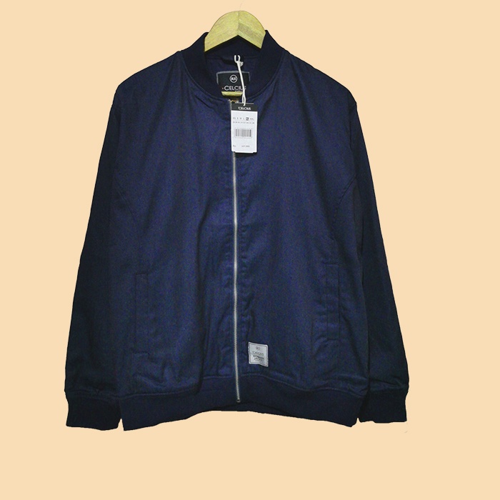 JAKET BOMBER PRIA CELCIUS SIZE : L BIRU BUNGLON