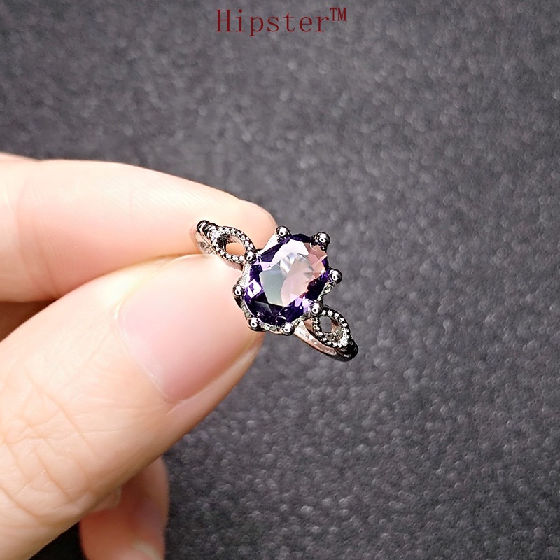 Hot Sale Fashion Elegant Exquisite Inlaid Amethyst White Gold Ring