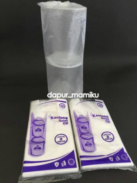 DAPURMAMI Kantong Plastik Gelas OZ DOUBLE  uk. 2 GELAS take away 1 Pak isi +/- 50 pcs