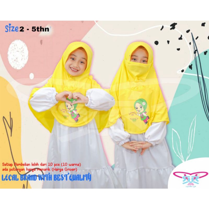 jilbab masker anak karakter / kerudung masker 2-5thn polyester PE