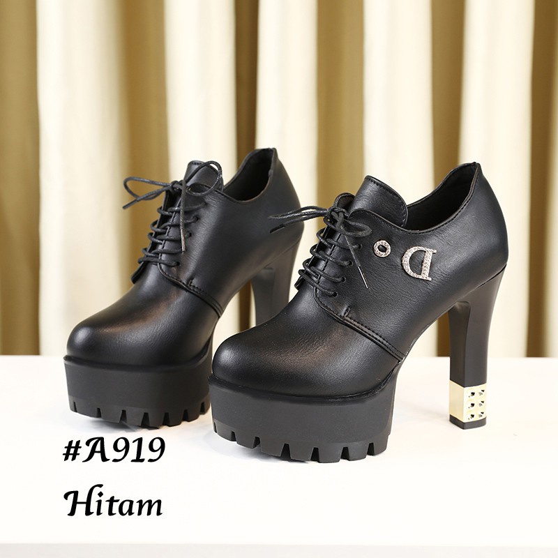 SEPATU WANITA IMPOR BOOTS HIGH BLOCK KOREA #A919