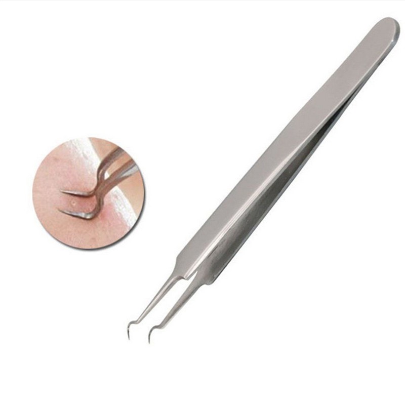 [Bayar Di Tempat]Pinset Stainless Steel Lengkung Lengkung untuk Menghilangkan Komedo Hitam / Jerawat