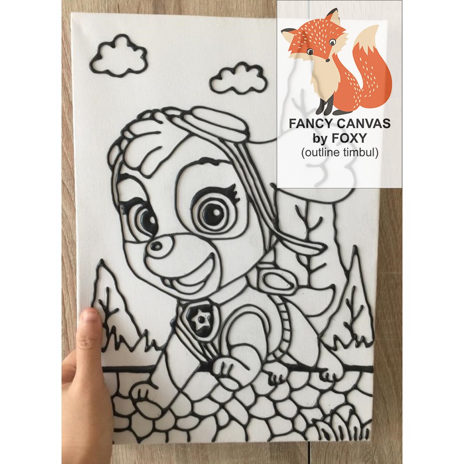 

BARU KANVAS LUKIS ANAK OUTLINE TIMBUL GAMBAR - SYKE PAW PATROL PERALATAN MELUKIS CANVAS ANAK
