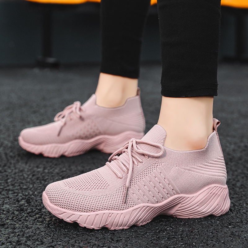 QINGSHUI Sepatu Olahraga Wanita Nyaman Sepatu Lari Wanita BernapasSepatu Olahraga Wanita Slip-on Sepatu Flat Wanita Hiking Sepatu