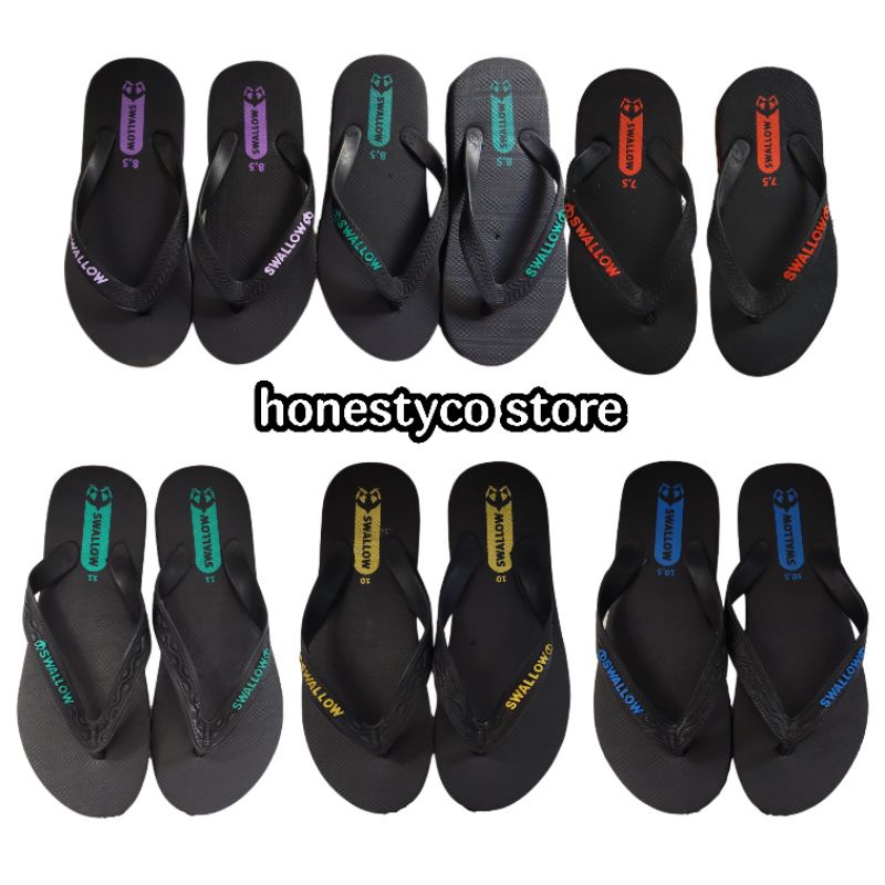 Sandal Jepit Swallow Pria Wanita Hitam Series HONESTYCO