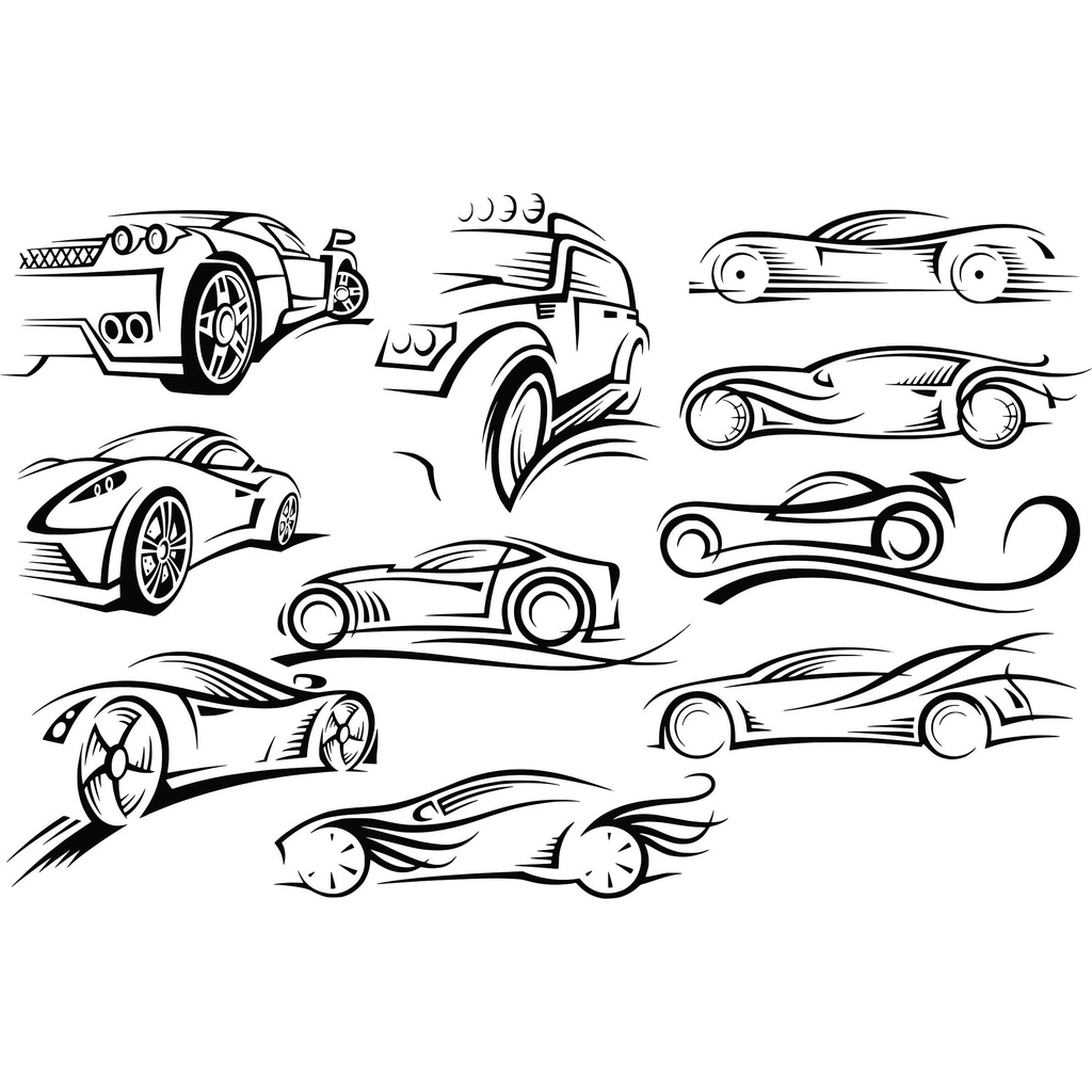 Cars Silhouette Line Art Vector - Coreldraw