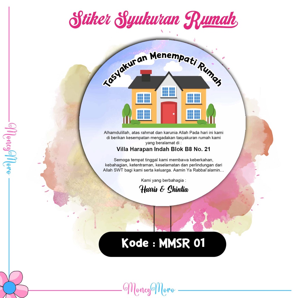 

MoneyMoro Stiker Syukuran Rumah Label Bulat Tumpeng Mini