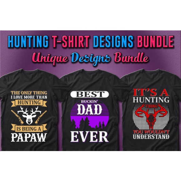 100 Hunting T-Shirt Designs Bundle - Vector Designs