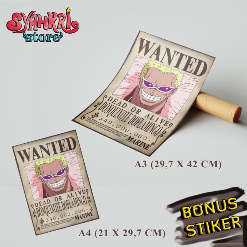 Download One Piece Doflamingo Wanted Poster Png Wall Anime