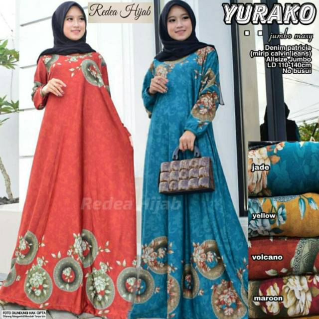 Yurako Jumbo Maxy, jumbo dress, maxy dress, baju Jumbo, big size, big dress, dress muslim,gamis,ootd