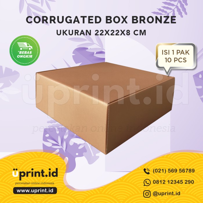 

Corrugated Box Polos Dus Kue/Hampers 22X22X8Ready StockBronze 044