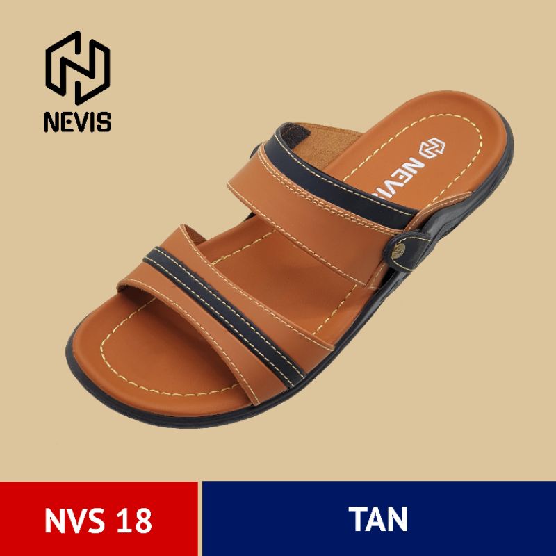 Sandal Kulit Pria Slop Casual ORIGINAL Nevis NVS 18 Sendal Slide Selop Santai Pria