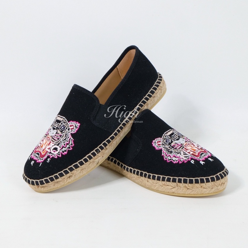 Knzo Women FW22 Tiger Elastic Espadrilles Black 100% Original